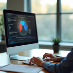 Bureau moderne avec écran affichant le spinner Google