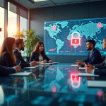 Equipe de sécurité informatique autour d'une table moderne