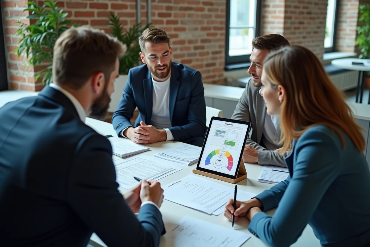 Groupe de professionnels collaborant autour d une table