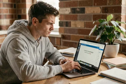 Homme frustré devant une erreur de connexion sur Chrome avec le message sharecloudy
