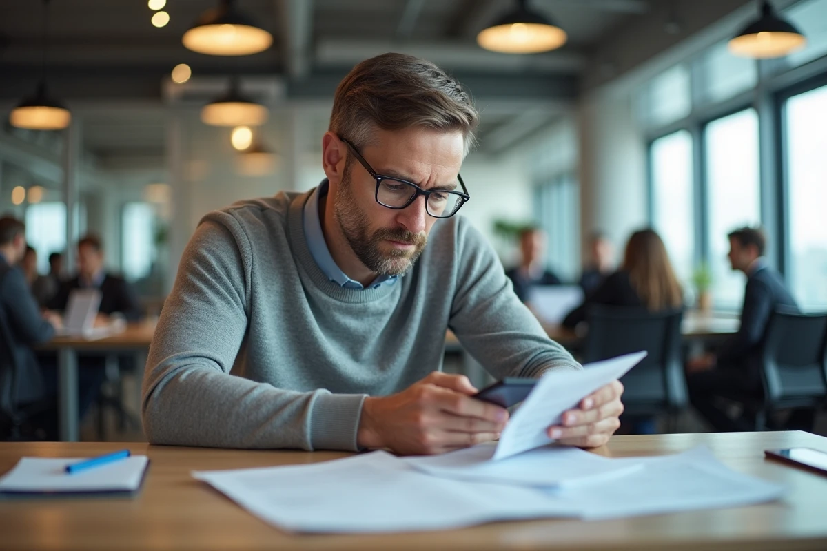 Homme en groupe travaillant sur un projet dans un espace partagé