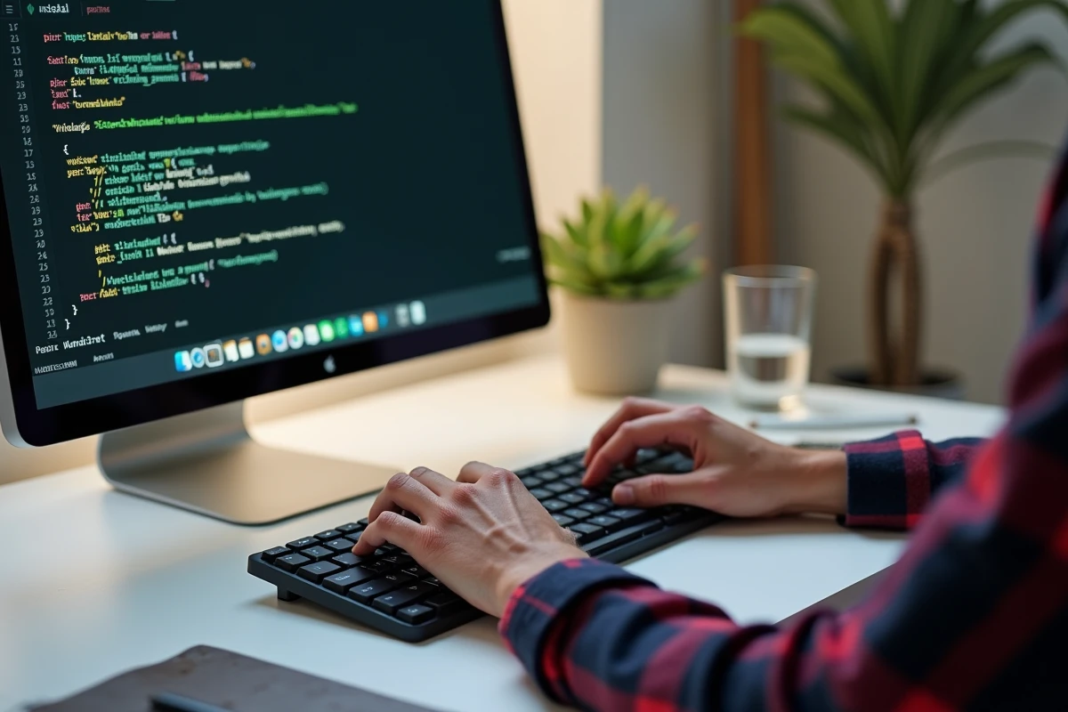 Gros plan sur les mains d'un développeur tapant des commandes pip dans un terminal macOS